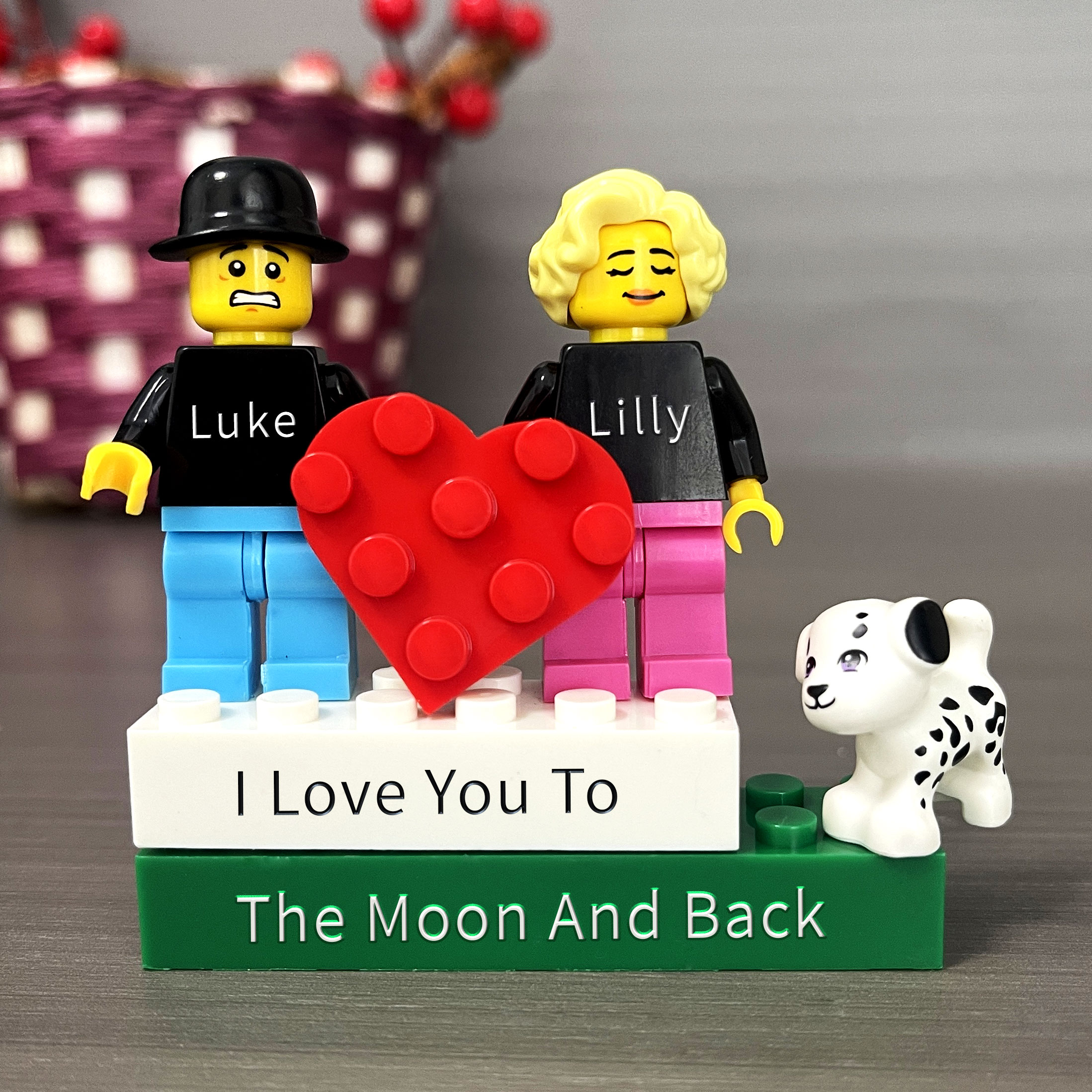 I Love You Personalized Figures on Personalized Brick With Love/Pets For Happy Valentine's Day Merry Christmas