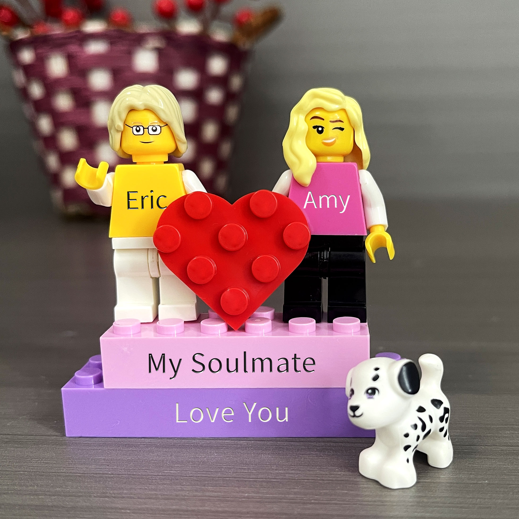 My Soulmate Personalized Figures on Personalized Brick With Love/Pets For Happy Valentine's Day Merry Christmas