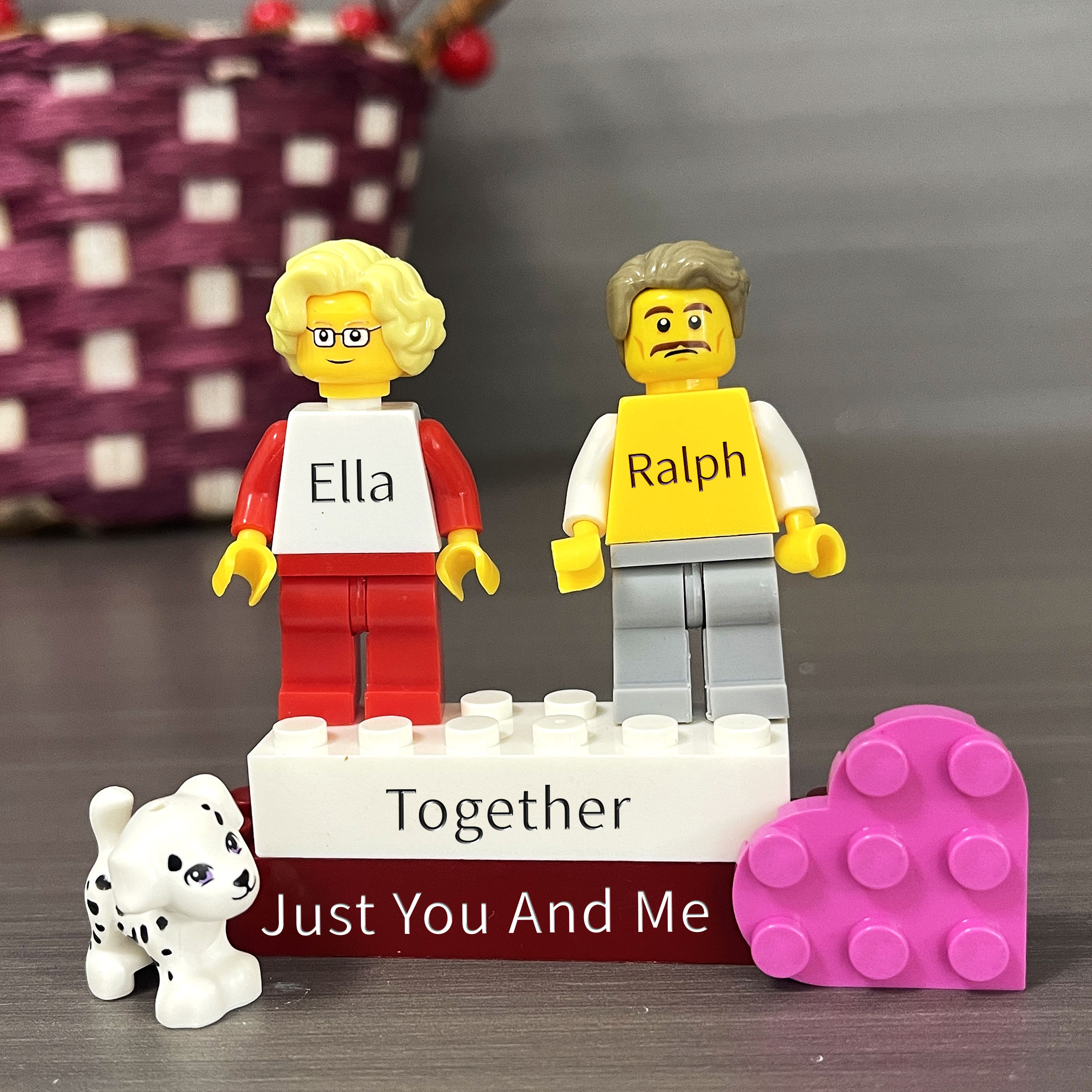 We Together Personalized Figures on Personalized Brick With Love/Pets For Happy Valentine's Day Merry Christmas